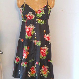 American Eagle Black Floral Dress Tiered R…